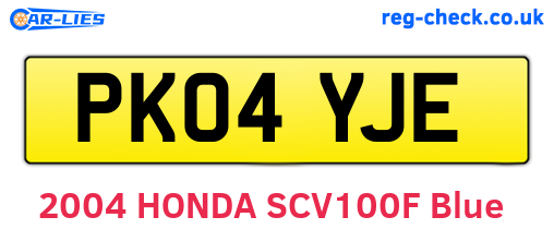 PK04YJE are the vehicle registration plates.