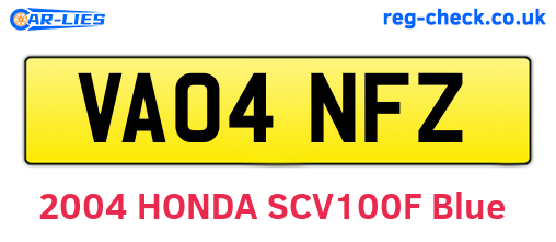 VA04NFZ are the vehicle registration plates.