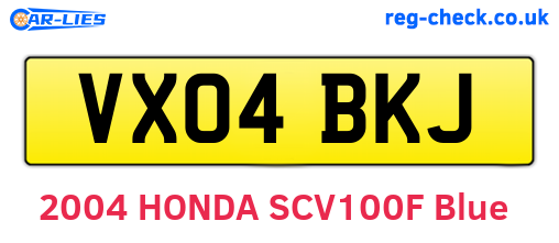 VX04BKJ are the vehicle registration plates.
