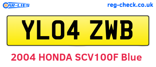 YL04ZWB are the vehicle registration plates.