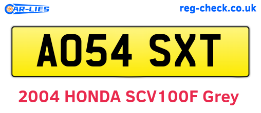 AO54SXT are the vehicle registration plates.