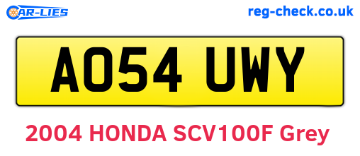 AO54UWY are the vehicle registration plates.