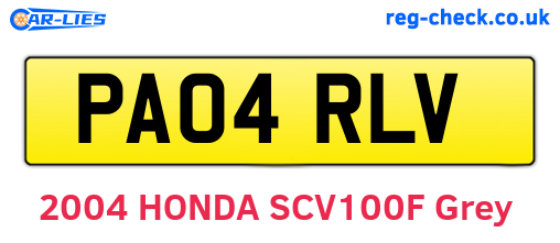 PA04RLV are the vehicle registration plates.