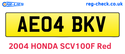 AE04BKV are the vehicle registration plates.