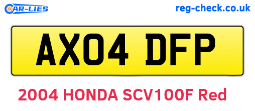AX04DFP are the vehicle registration plates.