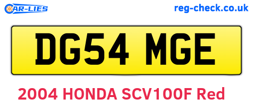 DG54MGE are the vehicle registration plates.