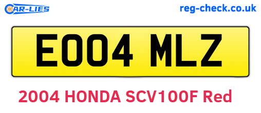 EO04MLZ are the vehicle registration plates.