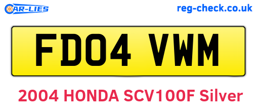 FD04VWM are the vehicle registration plates.