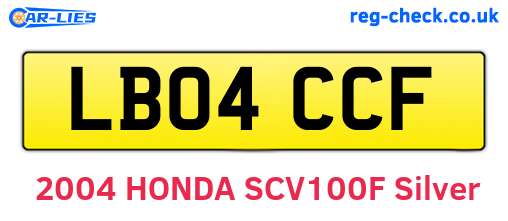 LB04CCF are the vehicle registration plates.