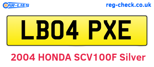 LB04PXE are the vehicle registration plates.