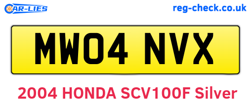 MW04NVX are the vehicle registration plates.