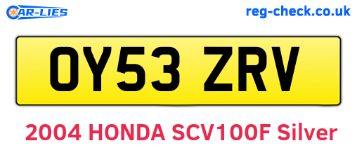 OY53ZRV are the vehicle registration plates.