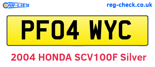 PF04WYC are the vehicle registration plates.