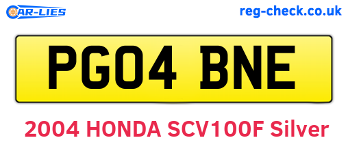 PG04BNE are the vehicle registration plates.