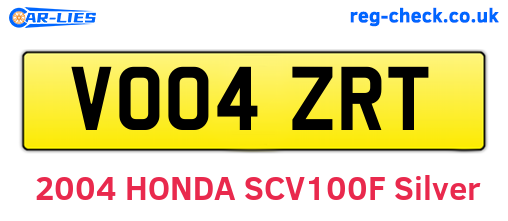VO04ZRT are the vehicle registration plates.