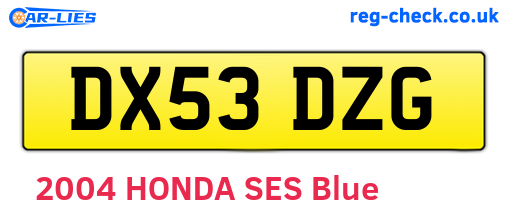 DX53DZG are the vehicle registration plates.