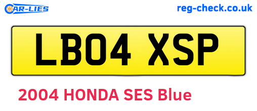 LB04XSP are the vehicle registration plates.