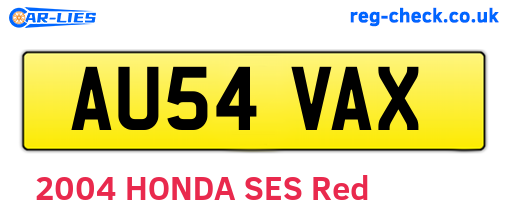AU54VAX are the vehicle registration plates.