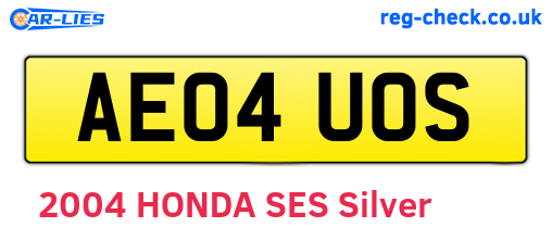 AE04UOS are the vehicle registration plates.