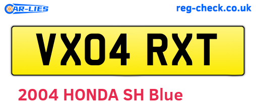 VX04RXT are the vehicle registration plates.