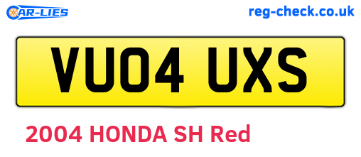 VU04UXS are the vehicle registration plates.