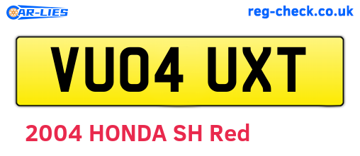VU04UXT are the vehicle registration plates.