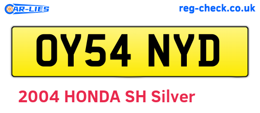 OY54NYD are the vehicle registration plates.
