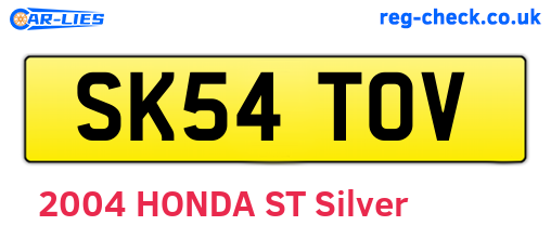 SK54TOV are the vehicle registration plates.