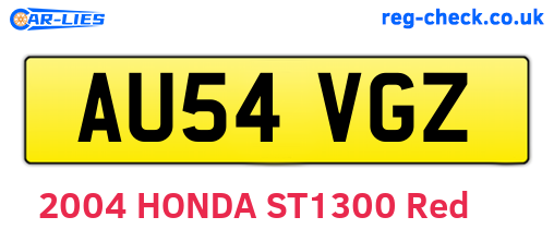 AU54VGZ are the vehicle registration plates.