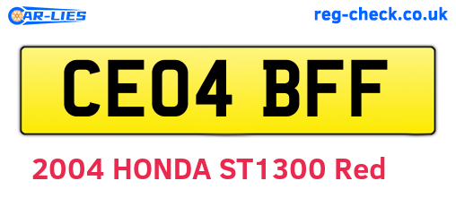 CE04BFF are the vehicle registration plates.