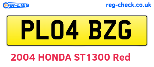 PL04BZG are the vehicle registration plates.