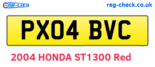 PX04BVC are the vehicle registration plates.