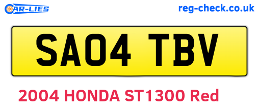 SA04TBV are the vehicle registration plates.