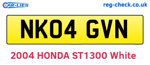 NK04GVN are the vehicle registration plates.
