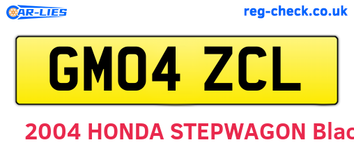 GM04ZCL are the vehicle registration plates.