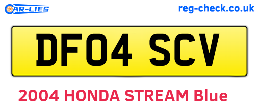 DF04SCV are the vehicle registration plates.