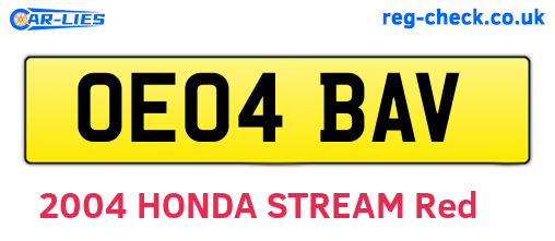 OE04BAV are the vehicle registration plates.