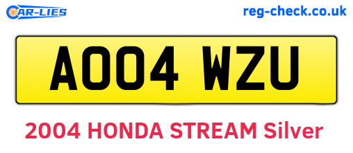 AO04WZU are the vehicle registration plates.