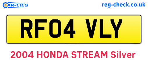 RF04VLY are the vehicle registration plates.