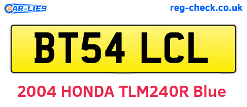 BT54LCL are the vehicle registration plates.