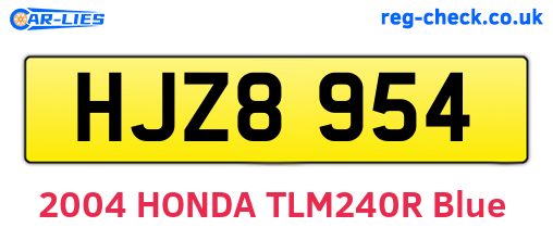 HJZ8954 are the vehicle registration plates.