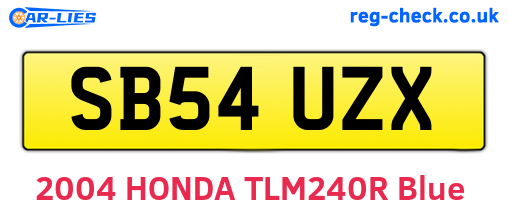 SB54UZX are the vehicle registration plates.