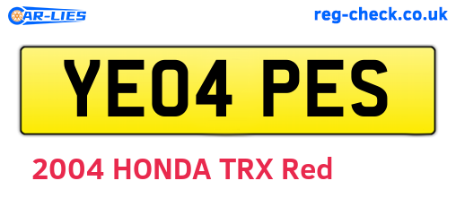 YE04PES are the vehicle registration plates.
