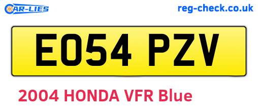 EO54PZV are the vehicle registration plates.