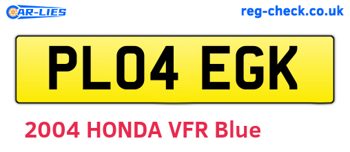 PL04EGK are the vehicle registration plates.