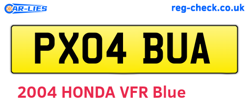PX04BUA are the vehicle registration plates.