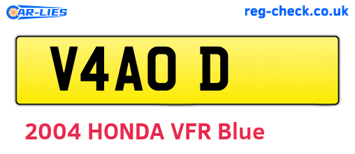 V4AOD are the vehicle registration plates.