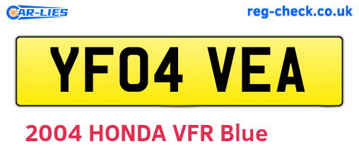 YF04VEA are the vehicle registration plates.