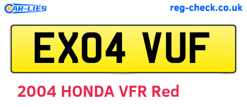 EX04VUF are the vehicle registration plates.