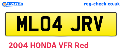 ML04JRV are the vehicle registration plates.